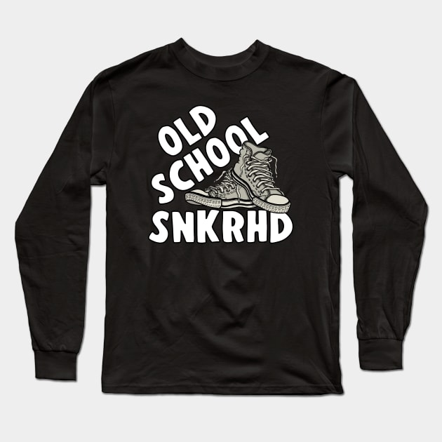 Funny OLD SCHOOL SNKRHD white hightops Sneaker Head Long Sleeve T-Shirt by ScottyGaaDo